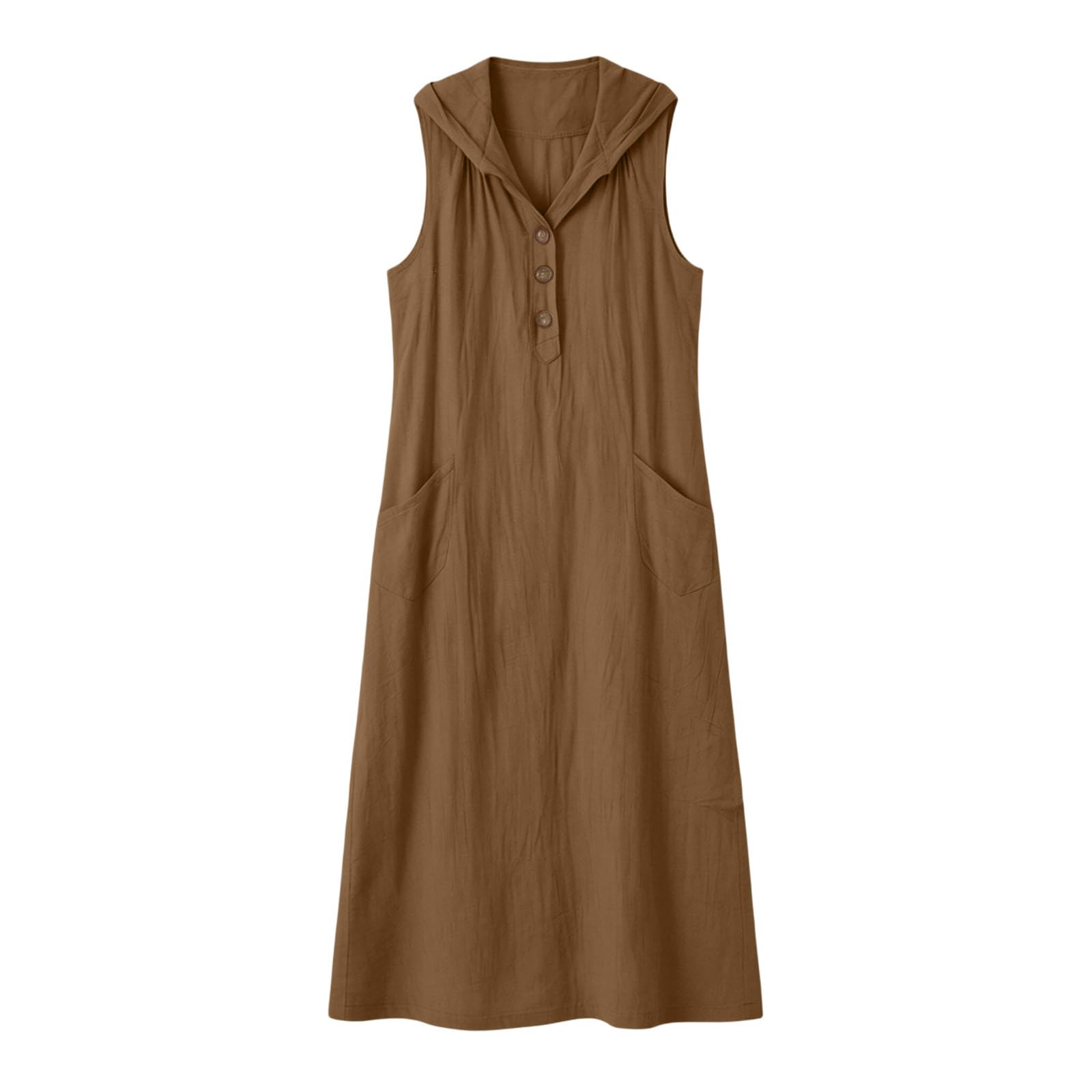 Generico Vestiti Estivi Donna Lunghi Lino Vestiti Cotone Scollo a V Morbidi Vestito Largo con Bottoni Abito Estivo Tinta Unita Comodo e FLuidi Vestito Mare Taglie Forti Abito Curvy Estate Mare