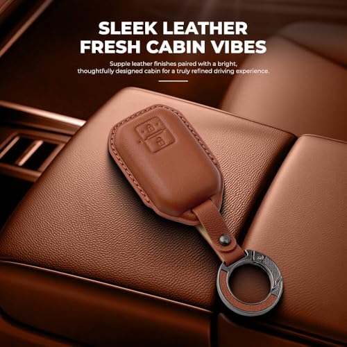 Image of Keyzone Leather Key Cover & Car Perfume fit for Suzuki Victoris, Swift, DZire, Baleno, Ertiga, Grand Vitara, Brezza, Fronx, Jimny,XL6, Toyota Glanza,Urban Cruiser Hyryder,Rumion 2B smart key. (Brown)