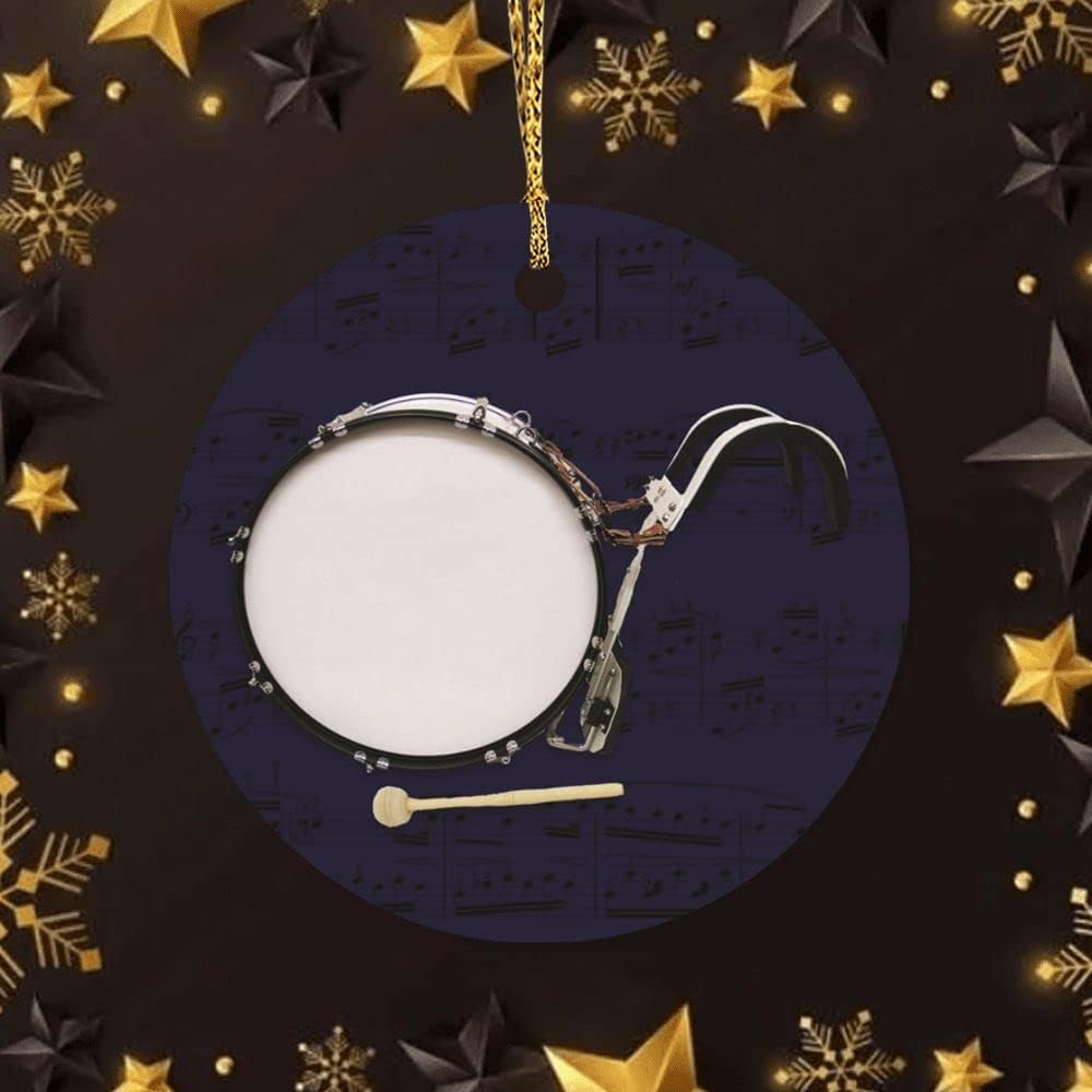 Commemorative Bass Drum Ceramic Ornament - Christmas Tree Keepsake Hanging Pendant - Souvenir Home Decor