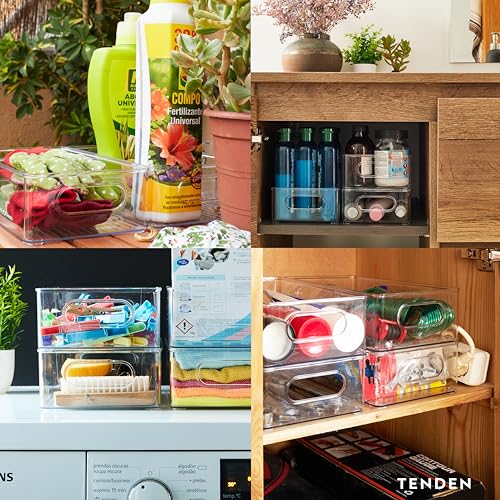 TENDEN Kit Organizador Acrílico Empilhável Multiuso (8 unidades) - Para Geladeira, Armário e Mesa. C