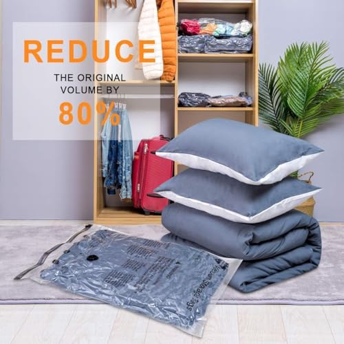 Image of GONGSHI Vacuum Seal Bags for Clothing Travel & Home Storage, Travel Vacuum Bags with Electric Pump,Space Saver for Blankets, Comforters, Pillows, Clothes,10 Large