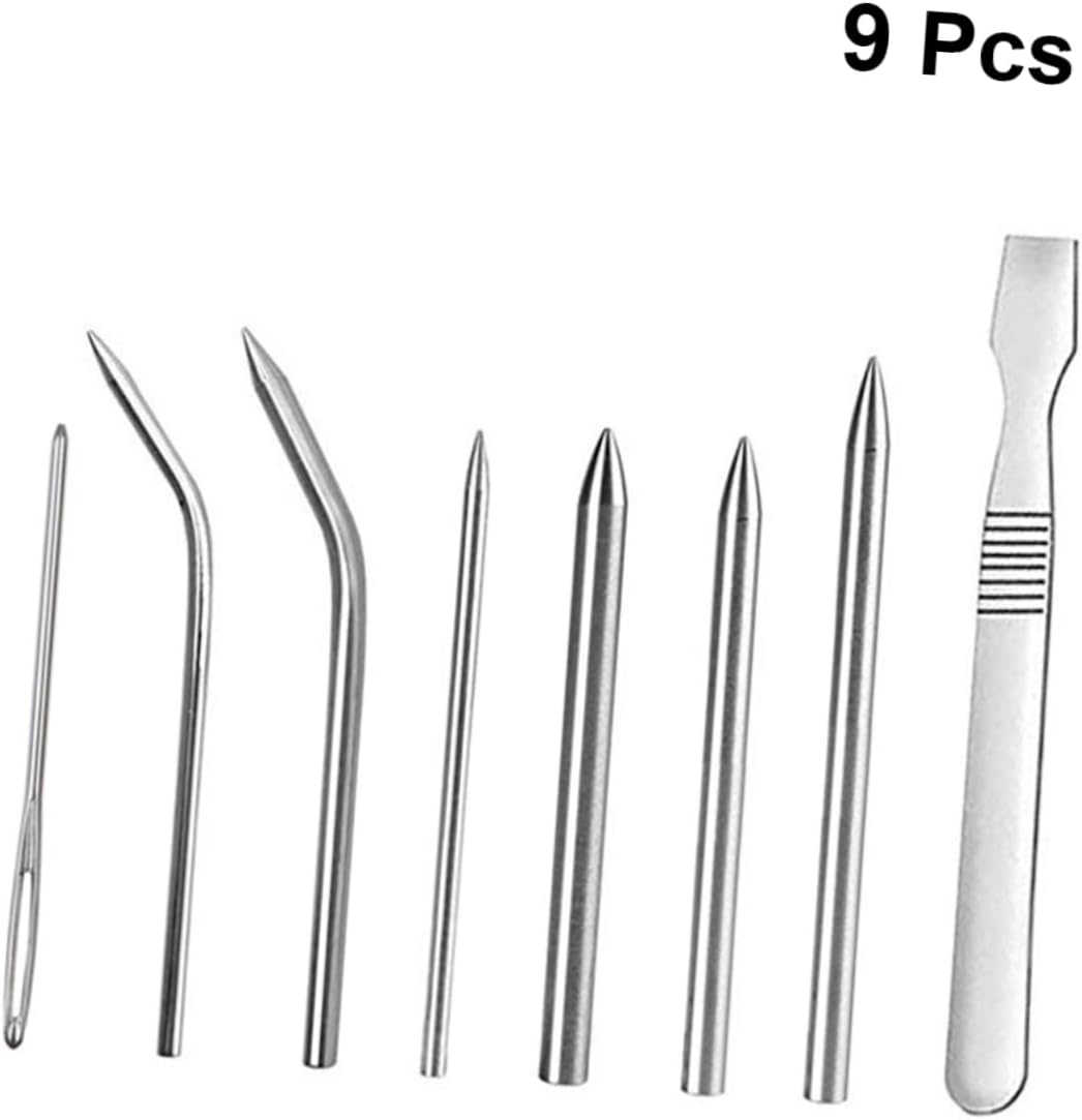 Operitacx Needle Set for Lacing Stitching 9 in 1 Tool Kit Ideal for DIY Jewelry Making