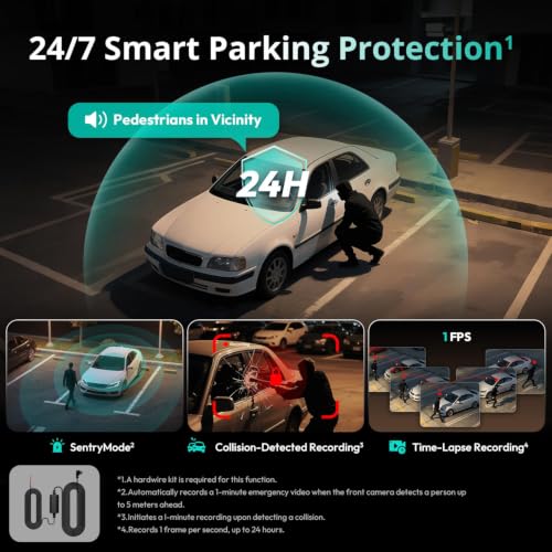 BOTSLAB 4 Channel Dash Cam 3K Front and Rear Inside 560° Coverage with Magnetic Side Cameras Car Camera with 3.18”Touch Screen 24/7 Parking Mode 5.8GHz WiFi GPS Voice Control (No SD Card) — view 6