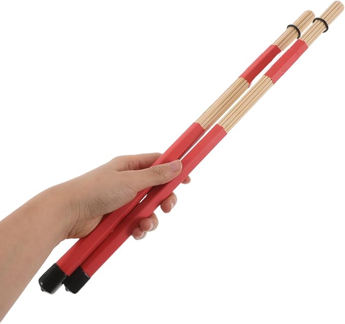 Set de 2 pares de escobillas y baquetas de madera para batería miniatura 4