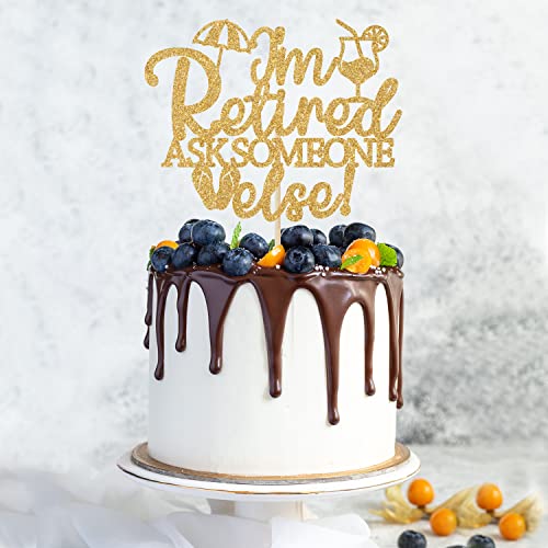 Gold Glitter I'm Retired Cake Topper, Happy Retirement Officially Retired The Legend/Queen Has Retired Cake Decor, Retirement Party Decorations #TOP2
