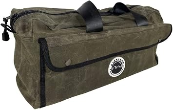 Overland Vehicle Systems Small Duffle Bag With Handle And Straps - #16 Waxed Canvas - Infused with Paraffin Wax Waterproofing - Tear Resistant Fabric