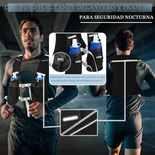 Chaleco hidratación trail running que reduce el rebote con bidones soft flask incluidos 6