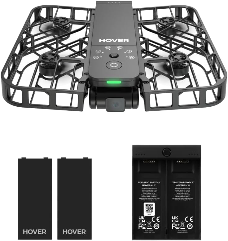 HOVERAir X1 Drone with Camera, Self-Flying Camera Drone with Follow Me Mode, Foldable Mini Drone with HDR Video Capture, Palm Takeoff, Intelligent Flight Paths, Hands-Free Control Black (Combo Plus)