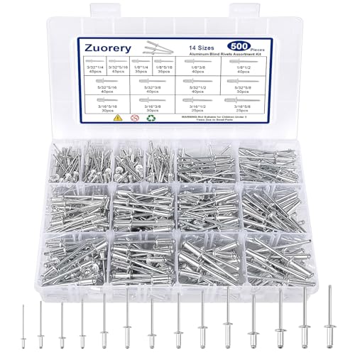 Zuorery MD-500 500Pcs Pop Rivets Assortment Kit cover