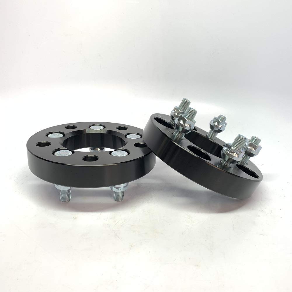 Customadeonly 5x114.3 to 5x100 Wheel Adapters (2pcs 25mm Thick) Black 73mm Bore M12x1.5 Studs -Allow 5x114.3 Hub to Mount 5x100 Wheel -Trimming