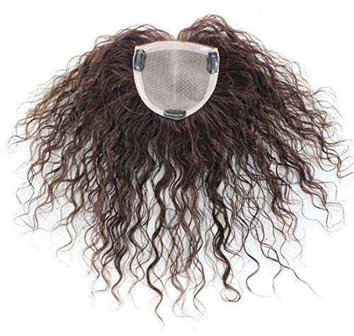Topper perruque cheveux humains bouclés pour cheveux amincissants