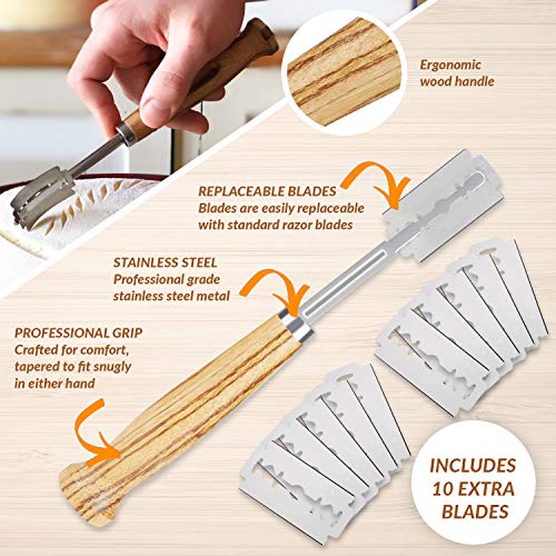 Bread Bosses Bread Bakers Lame Slashing Tool -Dough Making Slasher Tools Baking Sourdough Bread Starter Jar Scoring Knife Razor Cutter Slashing Tool Accessories For Cutting Supplies -Great As A Gift #TOP7