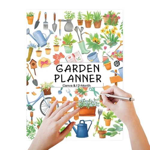 Libro di registro da giardino, libro di 12 per orto, quaderno per la pianificazione del giardinaggio, tracker per la cura delle piante, per letto rialzato, cortile, balcone, paesaggio, cucina