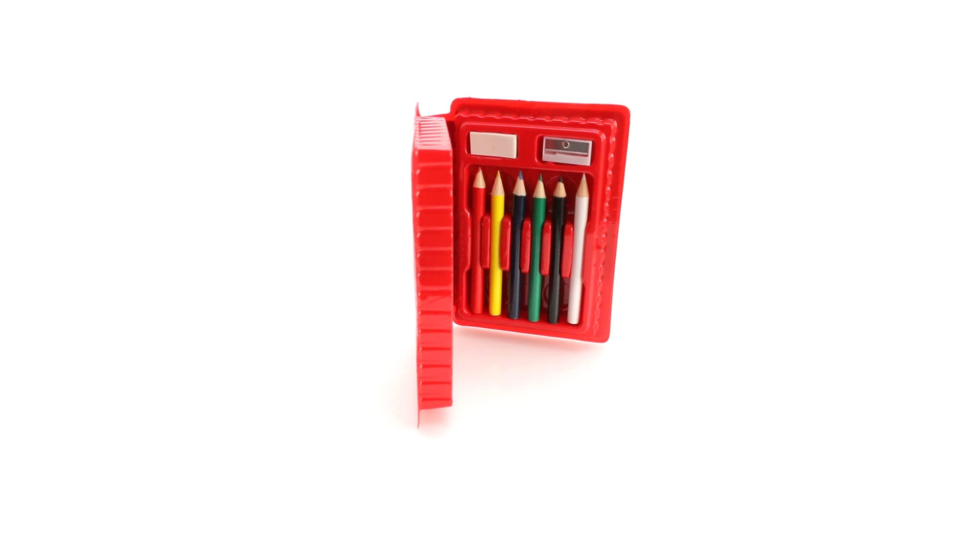 Lote de 50 Estuches de ceras y lápices de colores con sacapuntas y goma. Regalos para cumpleaños niños. Detalles infantiles para colegios, guarderías. (50)