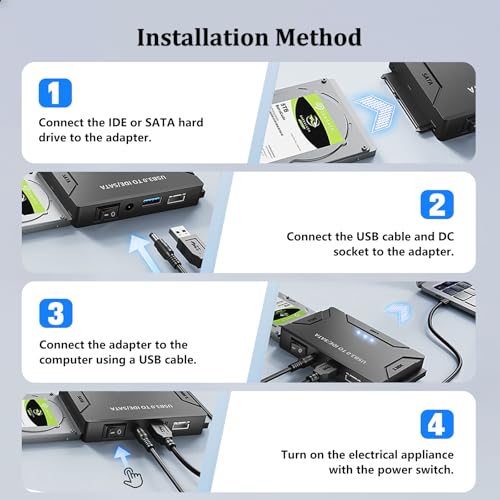 Adaptador Universal USB 3.0 y Type C a SATA IDE miniatura 6