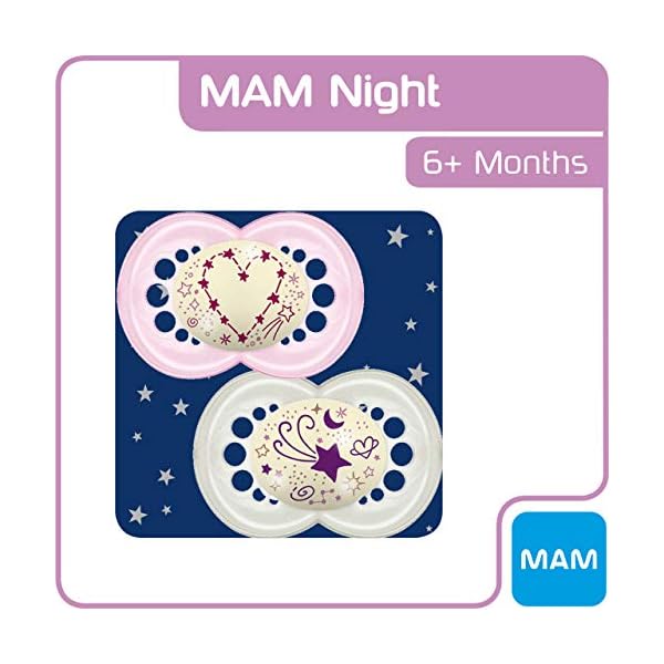 MAM Night Soothers 6+ Months (Pack of 2), Glow in the Dark Baby Soothers with Self Sterilising Travel Case, Newborn… – Bild 4