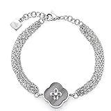  Leonardo Jewels - Pulsera de acero inoxidable con cristal