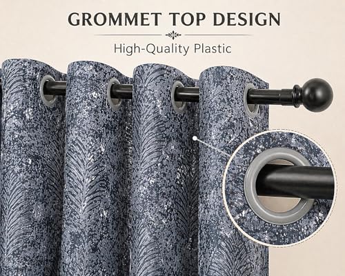 Image of HUTI 5 feet Grey Window Curtain Set of 2 | Semi-Transparent Leaf Printed Curtain | Soft Knitted Polyester | Eyelet Curtain for Living Room & Bedroom 4x5 ft (120 x 150 cm) | Perfect for Home Decor
