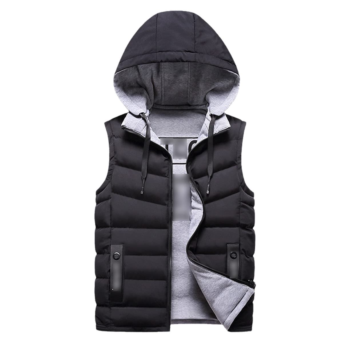 Gilet d'hiver sans manches veste chaude chapeau amovible homme HQ9917Black XL - 3