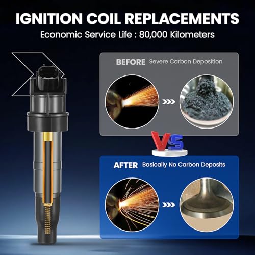 Image of 4 Ignition Coils Pack - Fix Misfires for Kia Sorento /Forte /Optima /Sportage /Borrego /Rondo & Hyundai Sonata /Santa Fe /Tucson /Genesis (2.0L /2.4L /4.6L) - Repl. UF611 /C1667 /C1669
