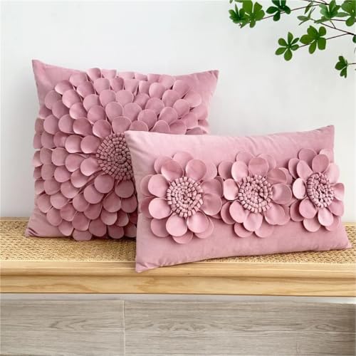 Housse de coussin en velours blanc 45x45 cm avec fleur 3D chic - 6