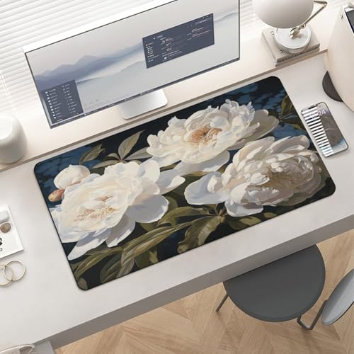 White Peony Desk Pad con base de goma 30x60cm miniatura 6