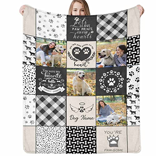 Personalized Pet Memorial Throw Blanket - Dog Memorial Cat Memorial Blankets With Picture Upload - Memorial Gifts For Dogs Cats Pets Lovers - Customized In Loving Memory Remembrance Blankets