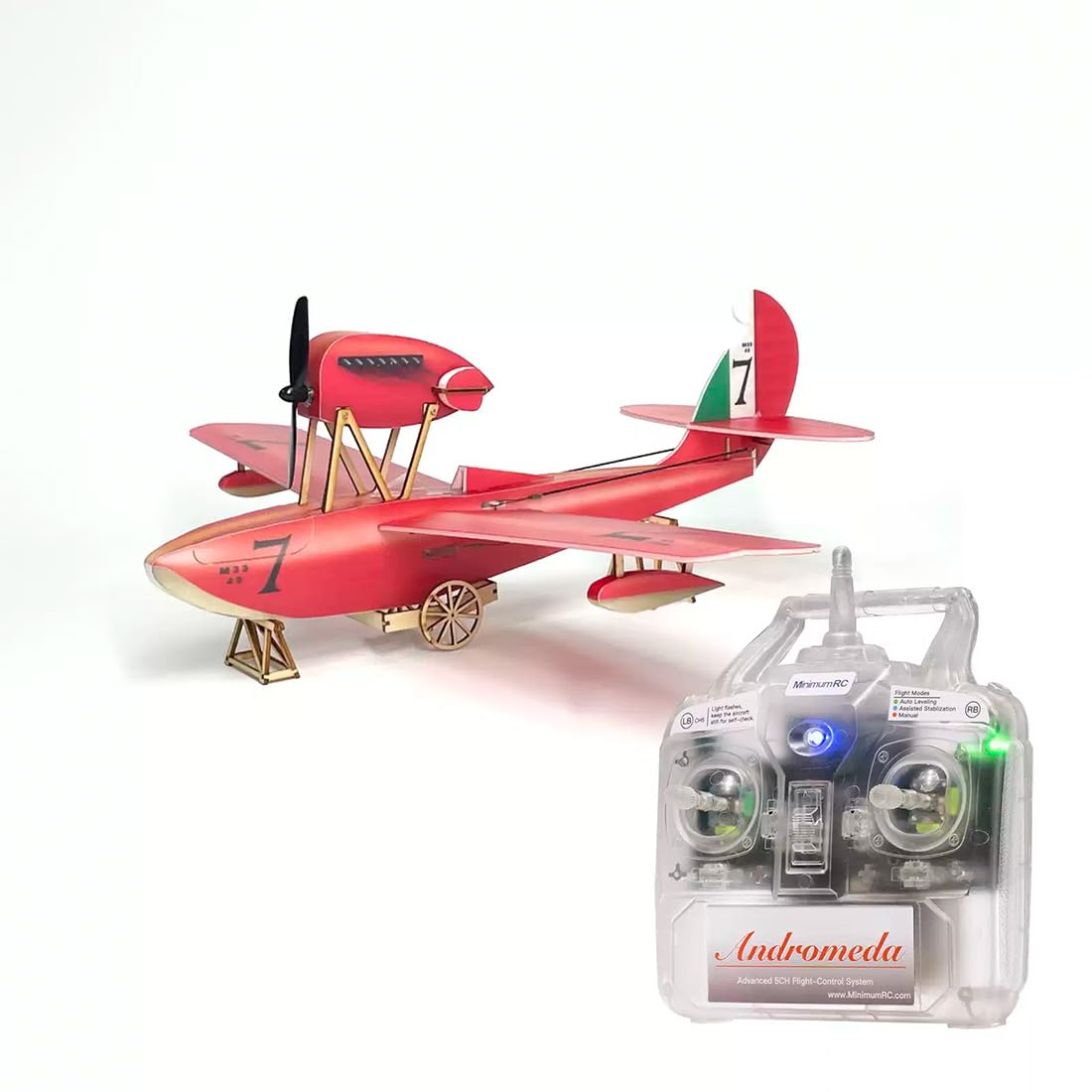 MinimumRC M-33 RC Flugzeug, Gyro-stabilisiert 4CH Ferngesteuertes Flugzeug Starrflügler Flugboot Outdoor Für Erwachsene, Anfänger (Gas Links / 1 Batterie)