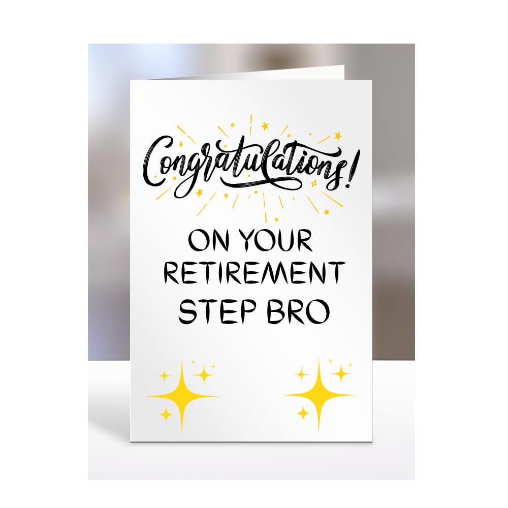 Congratulations on your retirement Step Bro Card, Gifts for Men, Women, Presents for Retired Man, Woman or Person, Greetings Card, Retire, A5-124_178