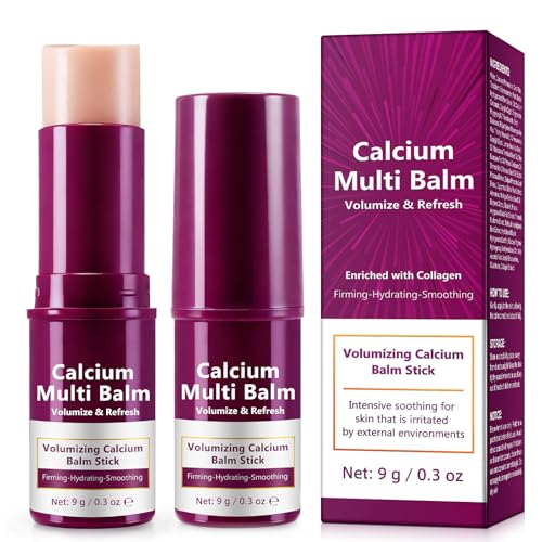 KITNOBLIS Calcium Multi Solid Balm Stick, Collagen Hydrating Face Care, Moisturizing & Skin Smoothing Skincare, Portable On-the-Go Solid Balm (2 PCS)