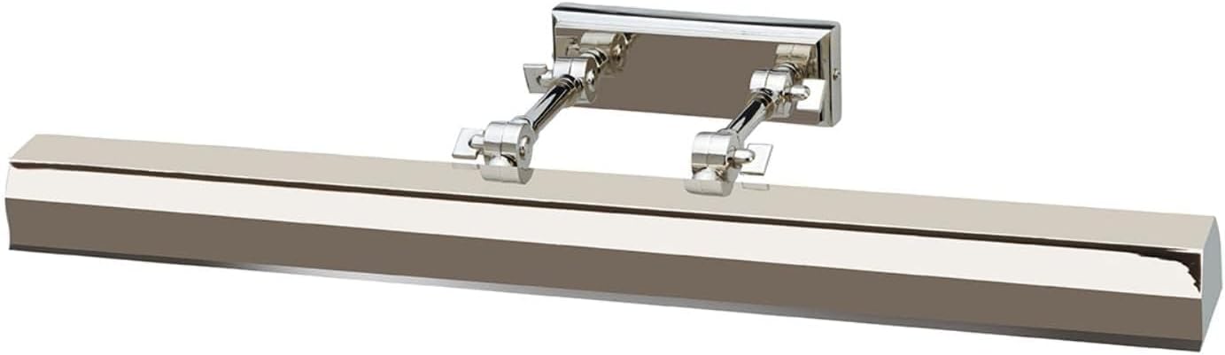 Pemberly Row 1-Light Metal Wall Sconce, Polished Nickel Finish, 5" H x 26" W x 7.5" D, Adjustable Light Angle, Hardwired Installation, Durable Metal for Picture Displays, Sophisticated Home Lighting