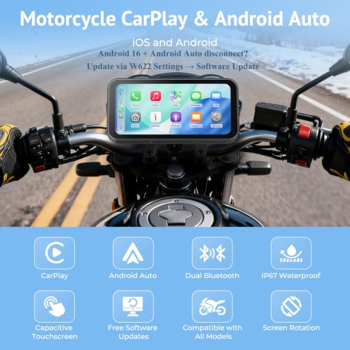 Image of 6.25 inch Wireless Motorcycle CarPlay Screen with Android Auto,Built-in TPMS,IP67 Waterproof Motorcycle GPS Display,OTA Update,Bluetooth Audio,Portrait /Landscape Switch for Riding