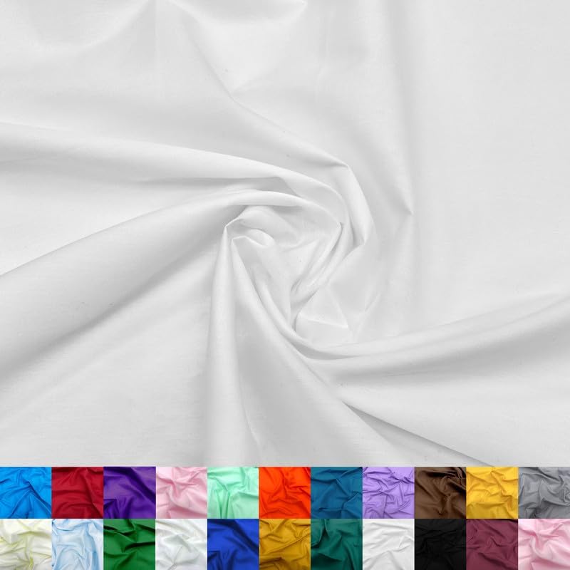 Ice Fabrics Cotton Polyester Broadcloth Fabric by The Yard - 60" Wide Soft & Breathable Broadcloth Fabric for Sewing - Perfect for Apparel, Bedding, Curtains and More - White - 7 Yards