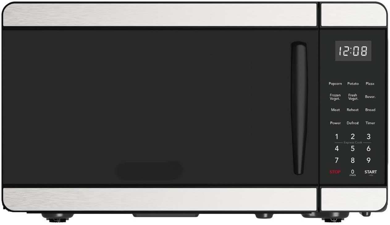 Countertop Microwave - Digital Control Panel - 6 Auto Cooking Settings - 10 Power Levels - Child Safety Lock - 0.7 Cu. Ft., Stainless Steel
