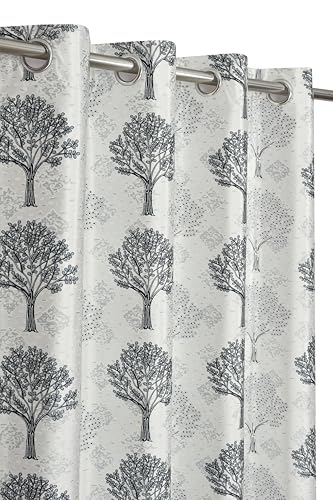 Image of Exporthub Glossy Shine 3D Floral Digital Printed Grey Colour Long Door Curtains 8 feet Long Set of 2 Pc, for Living Room and Bedroom (EHSPR074 84)