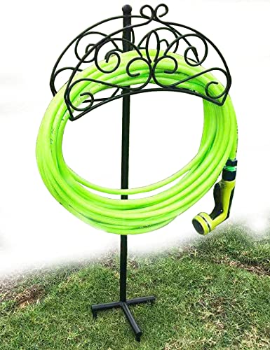 TREEZITEK Garden Hose Holder Hanger Detachable Metal Sturdy Water Hose Storage Stand for Outside...