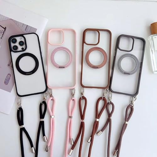 Étui de téléphone antichoc transparent avec cordon marron pour iPhone 13 Pro - 3