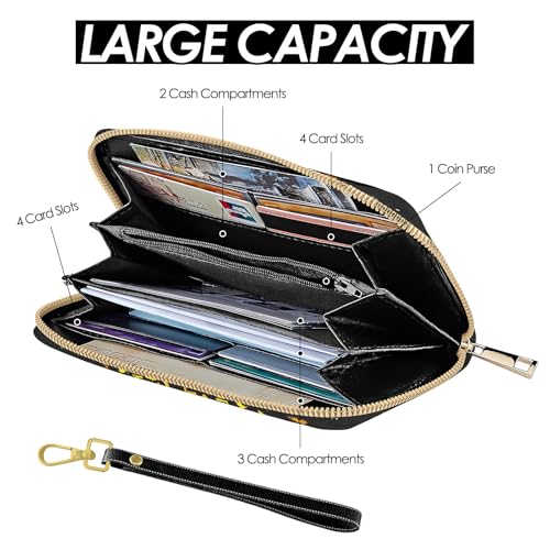 Wallet For Women, Sunflower Wristlet Wallet For Women, Floral Card Holder Purse With Zipper, Birthday Christmas Graduation Gifts For Women, Aesthetic Flower Office Daily Purse4