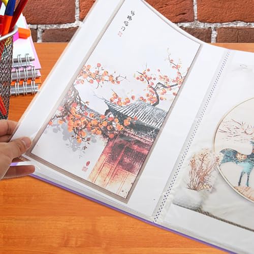 Image of A3 Diamond Pictures Storage Book for Diamond Pictures Kits 30 Pages Diamond Beads Art Painting Portfolio Presentation Storage Book Folder Clear Pockets Blue