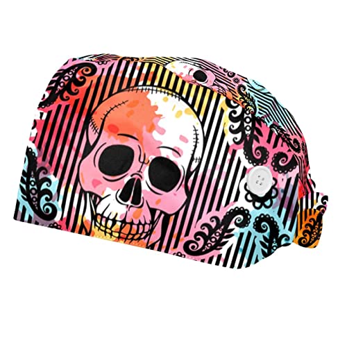 Chapeaux de travail crânes colorés unisexe pour hommes et femmes - Lot de 2 pièces
