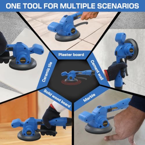 Image of TOMAHAWK TCTV-12A 12V Cordless Tile Vibrator & Tile Laying Machine | 135mm Suction Cup | 1800-5500 t /min Vibration | Fits 30-130cm Tiles | 50kg Vertical & 60kg Horizontal Load