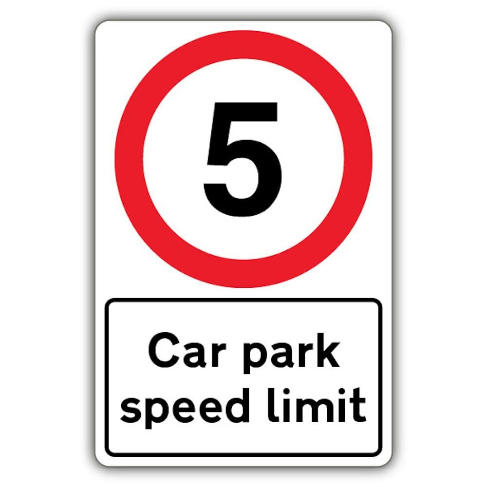 V Safety Car Park Speed Limit - Speed Limit 5 MPH Safety Sign - 300 x 450 mm - 3mm Aluminium Composite