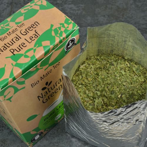 Delicatino - Natürliches Grün PURE LEAF 500g, Organische Yerba Mate ohne Stängel, frisch und rauchfrei, Ökologischer Anbau, Vakuumverpackt für maximale Frische