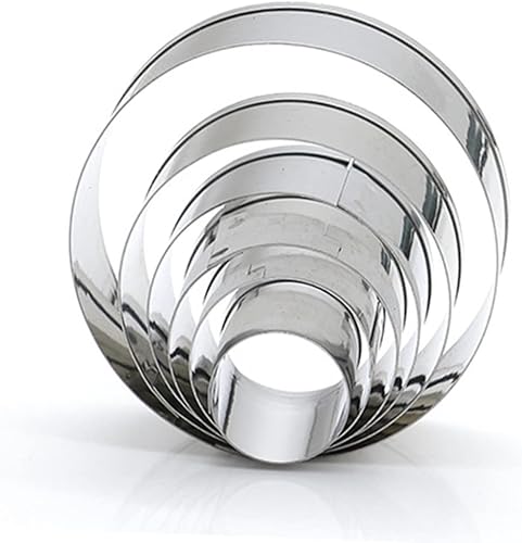 Cortador de galletas de acero inoxidable, moldes redondos de mousse para hornear fondant, galletas de chocolate, postres no creativos, 6 uds