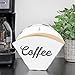 AuldHome Design Enamelware Coffee Filter Holder (White, Cone-Shaped), Wall-Mount Vintage Farmhouse Style White Filter Storage Container