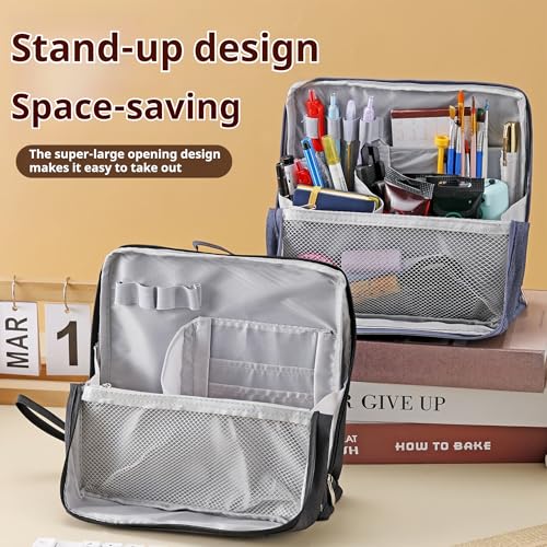 Standing makeup bag, Stand up makeup bag, Travel Makeup Organizer, Waterproof with Multiple Compartments, Large Capacity, Business Trips, Fitness, Parties and Daily Commutes (Purple)2
