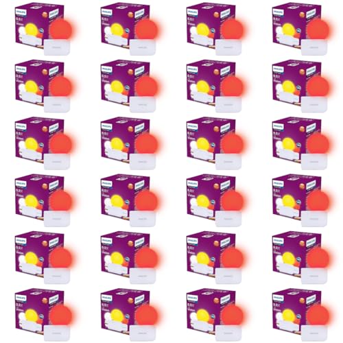 Image of Philips 0.5W LED Bulb Red | Joy Vision Plug-and-Play LED Night Lamp | Night Light for Bedrooms & Corridors | 2-Pin Socket | Energy Saving, Long Life | Pack of 24