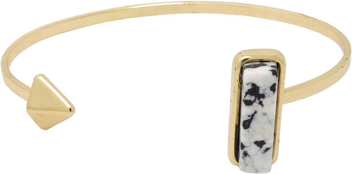 White Marble Gold Cuff Bracelet