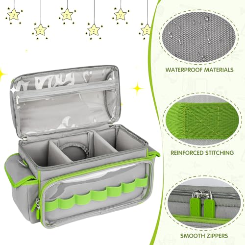 Image of Carrying Case Compatible with Toniebox Starter Set,Cute Storage Bag for Tonies Figures Characters,Tonies Headphones & Accessories, Grey&Green(Bag Only)