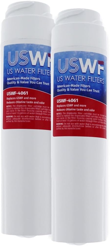 Made in the USA, GSWF Refrigerator Water Filter 2-pk | Replacement for GE GSWFDS, SmartWater 238C2334P001, Kenmore 46-9914, 469914, 9914, EFF-6023A, AP3418061, USWF Fridge Filter